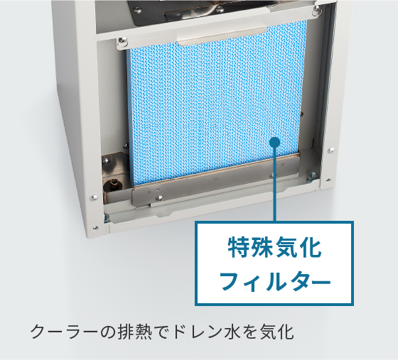 The drain water is evaporated using the exhaust heat from cooler