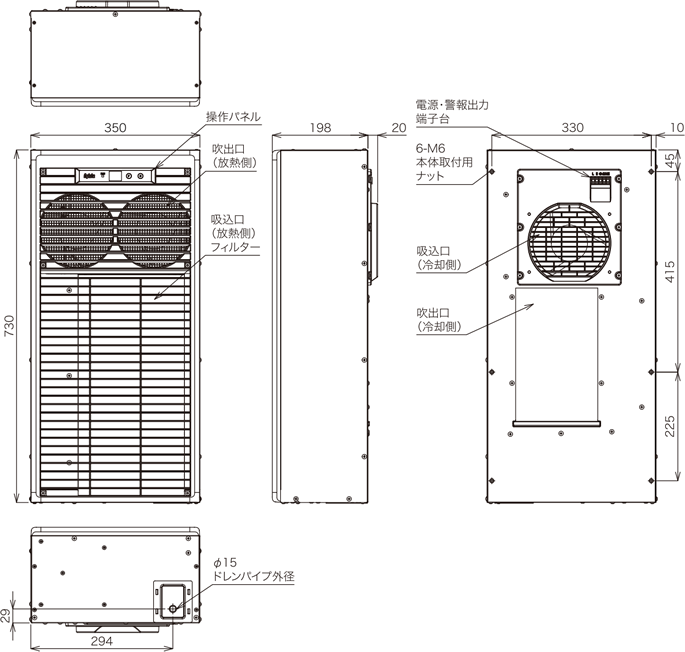 แผนภาพแสดงขนาดโดยรวมของ ENC-ER1000L-MT
