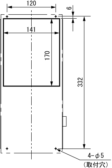 ENH-110L(R)-100 Diagram of Panel Cutout (Standard panel cut)