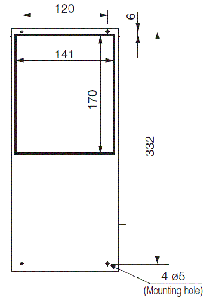 ENH-110L(R)-100 Diagram of Panel Cutout (Standard panel cut)