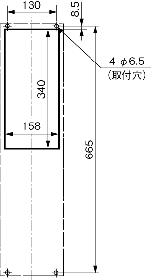 ENH-115S(R)-200 Diagram of Panel Cutout (Standard panel cut)