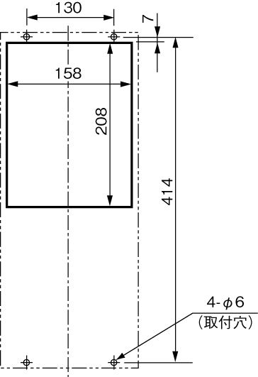 ENH-115L(R)-100 Diagram of Panel Cutout (Standard panel cut)