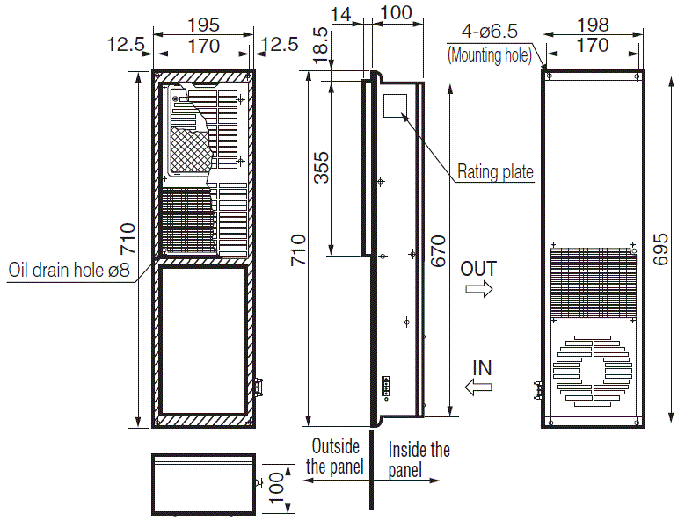 ENH-130L(R)-100 External dimensions