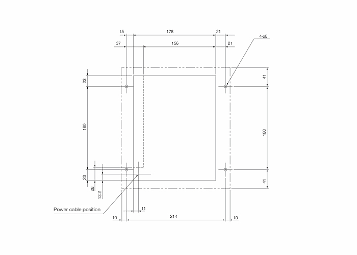 NRC-50AL Diagram of Panel Cutout (Standard panel cut)