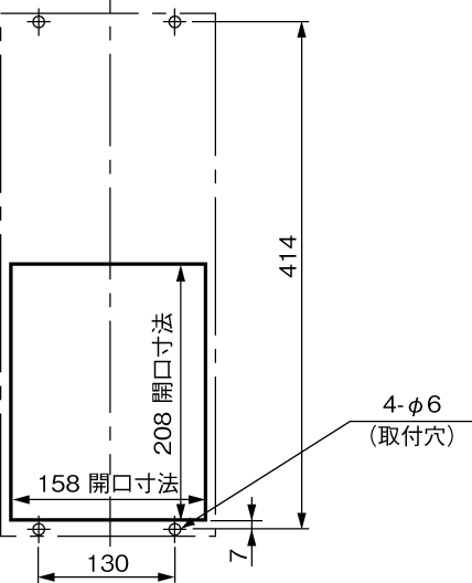 ENH-115L(R)-O-200 Diagram of Panel Cutout (Standard panel cut)