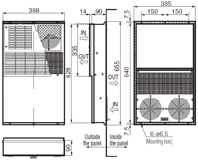 ENH-165L(R)-O-200 External dimensions