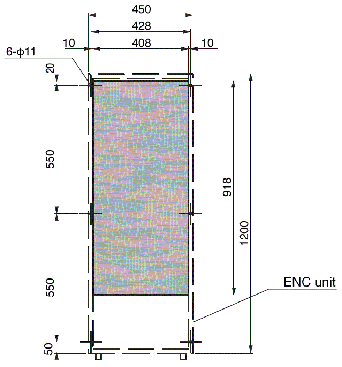 ENC-G2240L Diagram of Panel Cutout