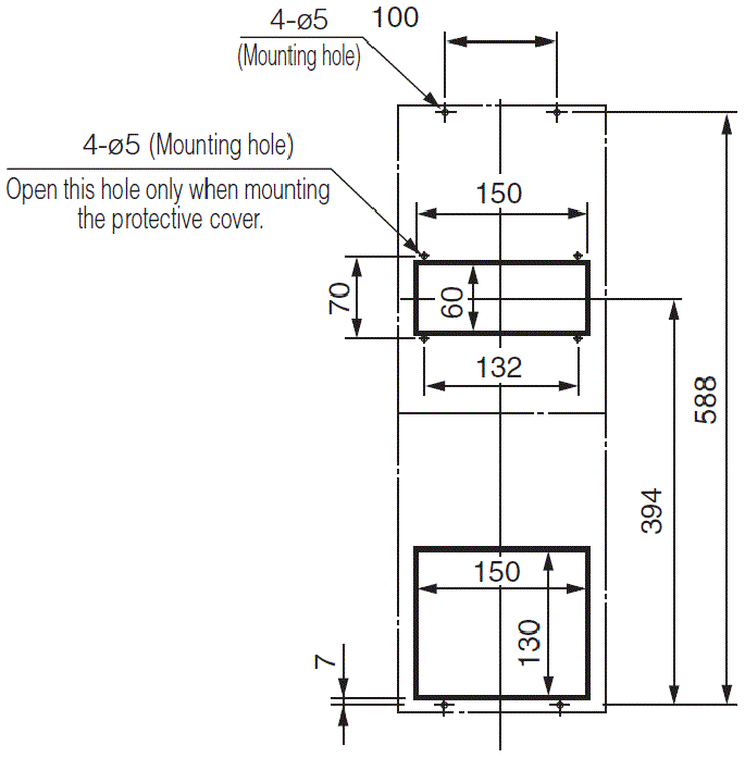 ENH-P110L-200CE-N Diagram of Panel Cutout