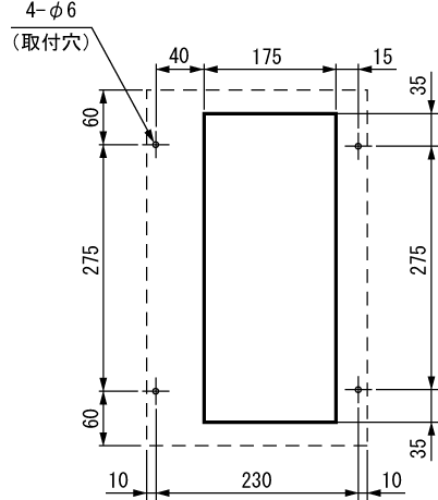 NRC-100AL Diagram of Panel Cutout (Standard panel cut)