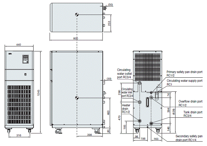 PCU-6330R External dimensions