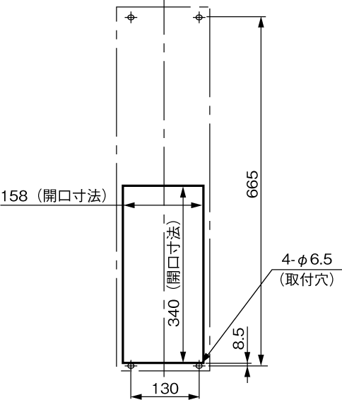 ENH-115S(R)-O-200 Diagram of Panel Cutout (Standard panel cut)
