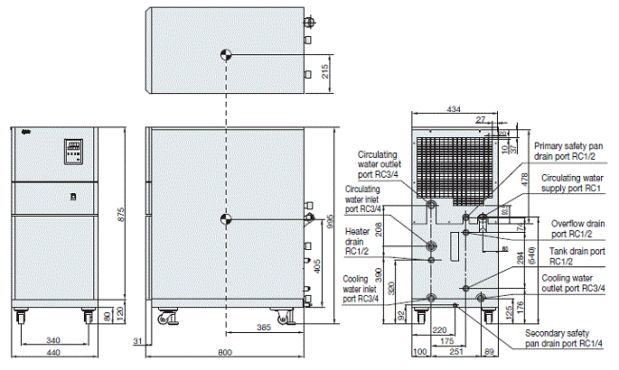 PCU-W3610R External dimensions