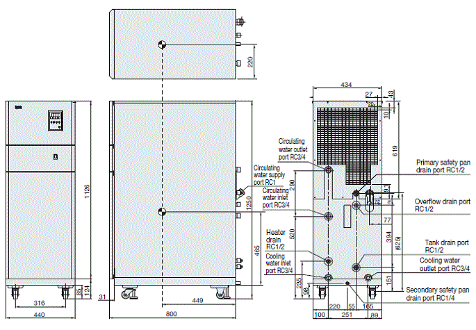 PCU-W9130R External dimensions
