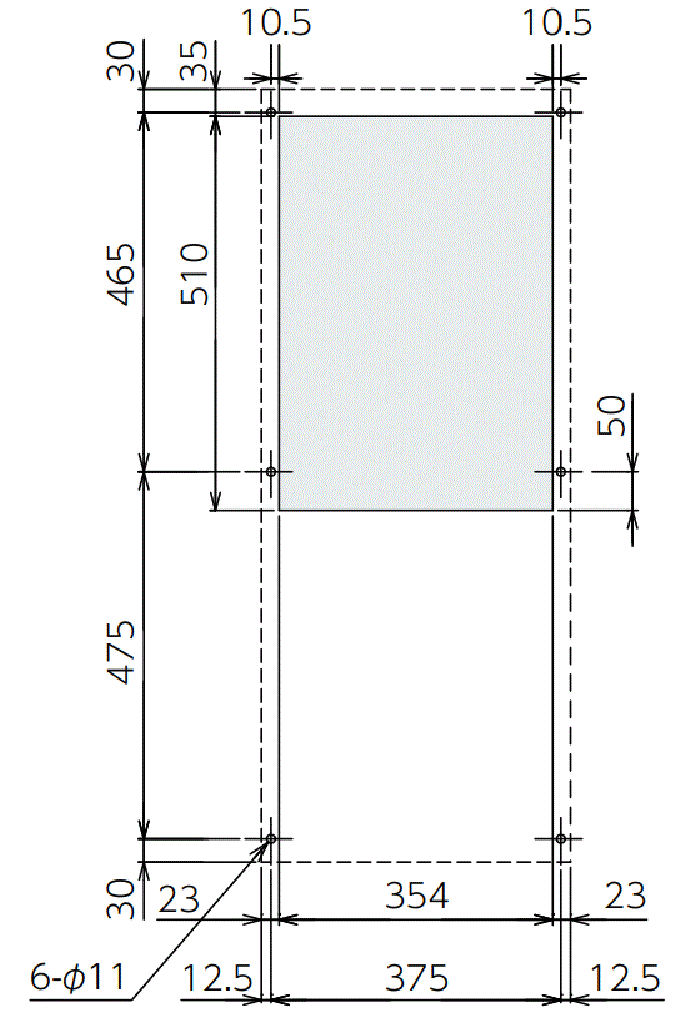 ENC-GR1500L-eco Diagram of Panel Cutout