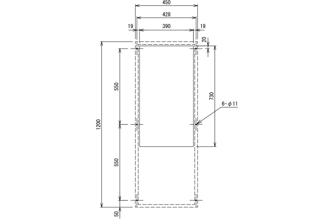 ENC-GR2500L-eco Diagram of Panel Cutout