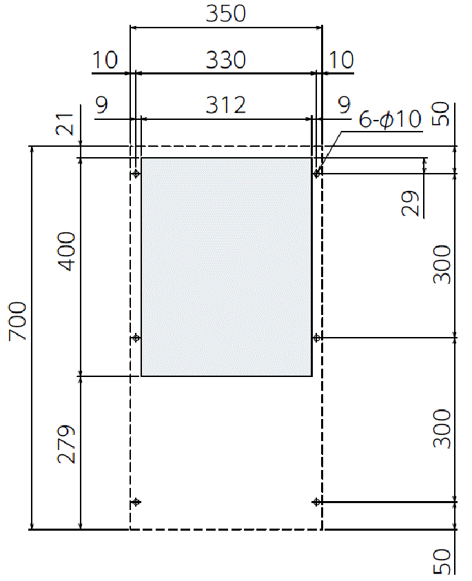 ENC-GR500L-SUS Diagram of Panel Cutout