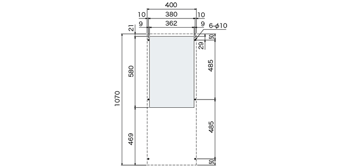 ENC-GR1000L-SUS Diagram of Panel Cutout