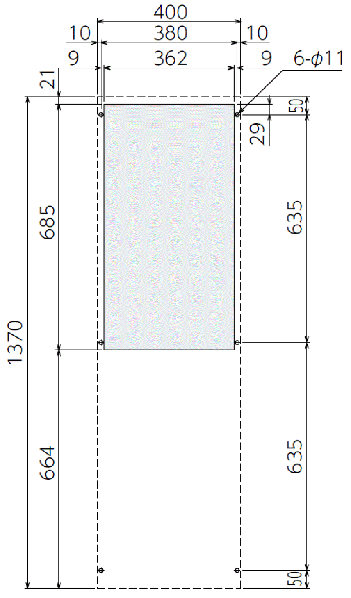 ENC-GR1500L-SUS Diagram of Panel Cutout