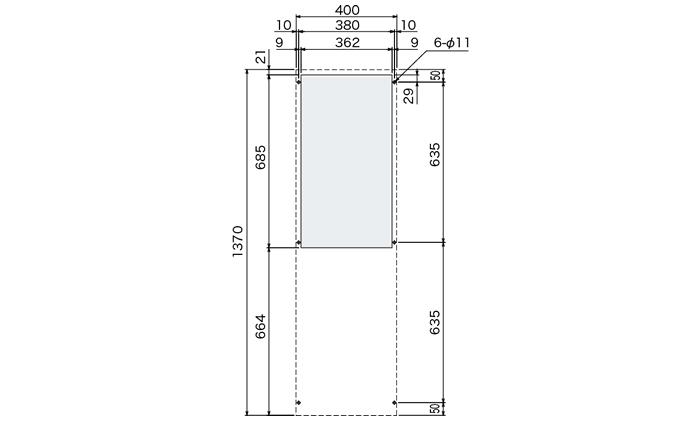 ENC-GR1500L-SUS Diagram of Panel Cutout