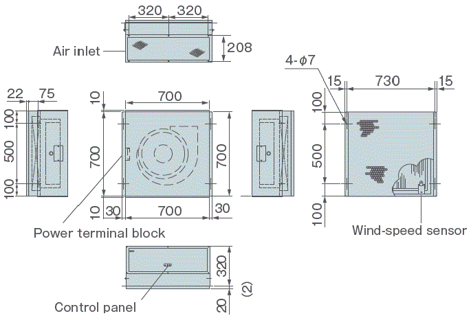 PAU-A17FFU External dimensions