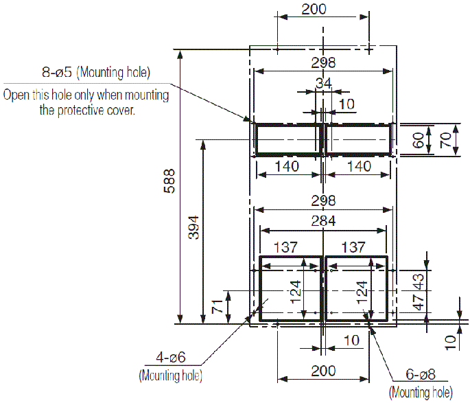 ENH-P120L-200CE-N Diagram of Panel Cutout