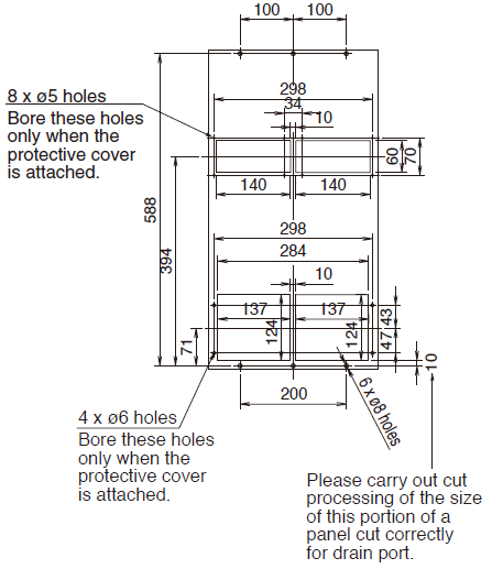ENH-P120L-200CE-N Diagram of Panel Cutout