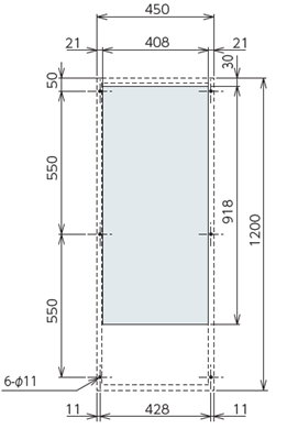 ENC-GR2500LDF-eco Diagram of Panel Cutout