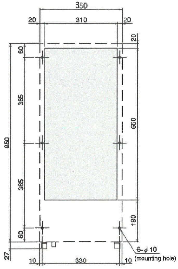 ENC-A1020L-DF Diagram of Panel Cutout