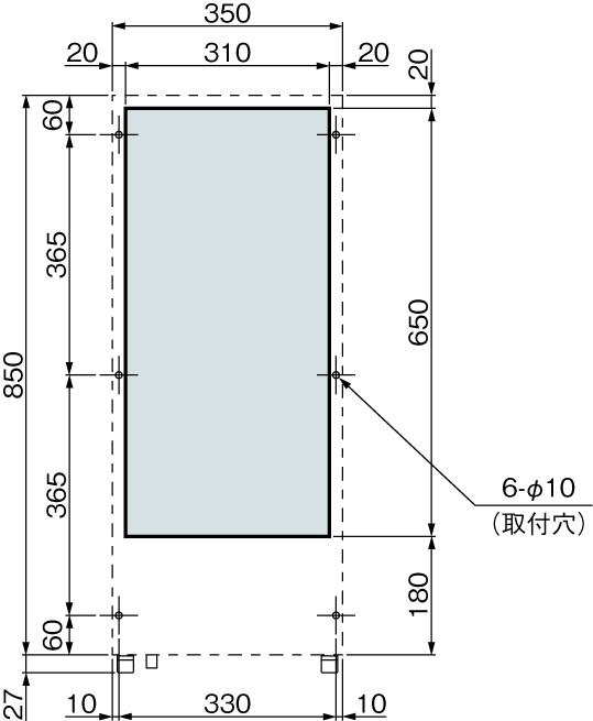 ENC-A1020L-DF Diagram of Panel Cutout