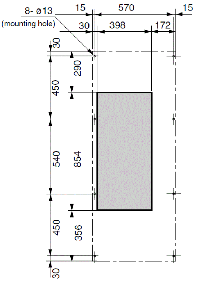 ENC-A5500L Diagram of Panel Cutout