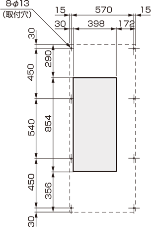 ENC-A5500L Diagram of Panel Cutout