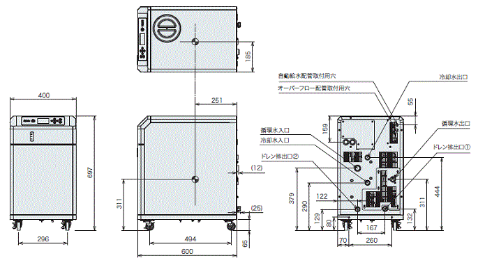PCU-NE2500W Dimensions