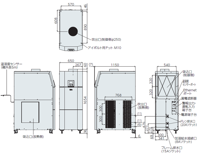 PAU-GR8000SE-HC external dimensions
