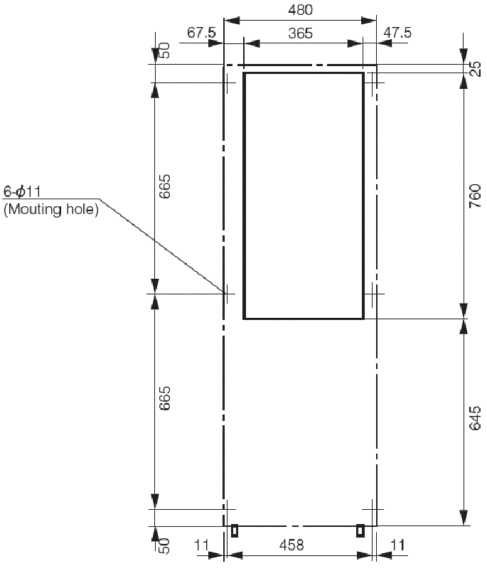 ENC-2800HL Diagram of Panel Cutout